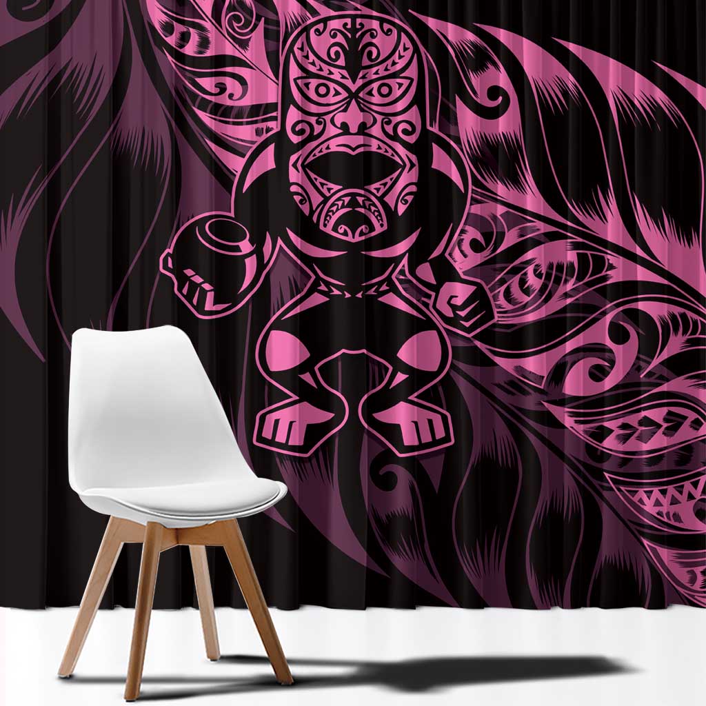 New Zealand Lawn Bowls Window Curtain Pink Maori Warrior Tribal Silver Fern LT9 - Polynesian Pride