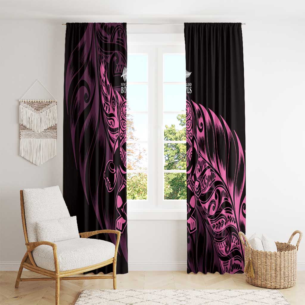 New Zealand Lawn Bowls Window Curtain Pink Maori Warrior Tribal Silver Fern LT9 - Polynesian Pride