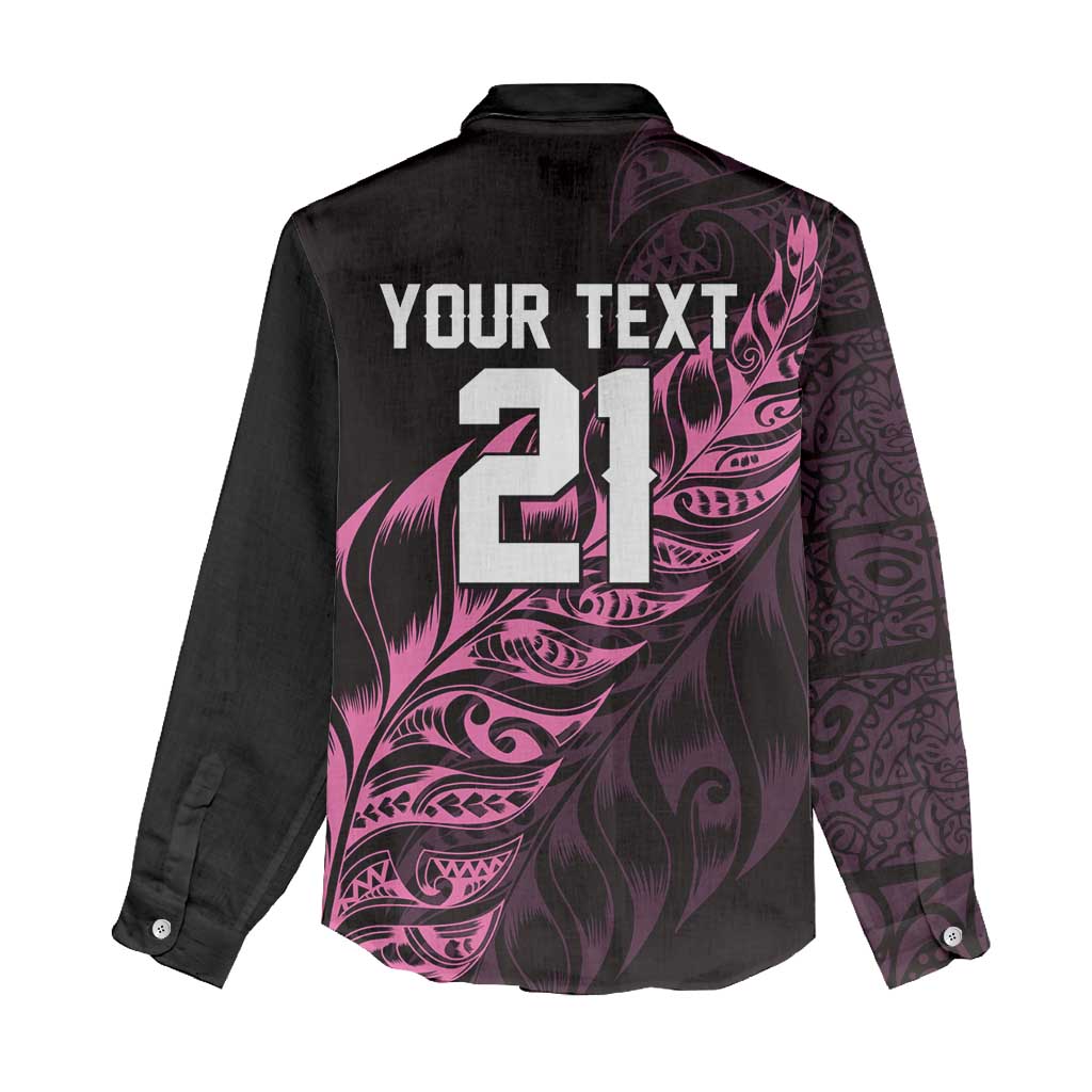 New Zealand Lawn Bowls Custom Women Casual Shirt Pink Maori Warrior Tribal Silver Fern - Polynesian Pride
