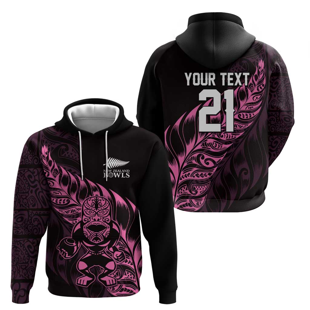 New Zealand Lawn Bowls Custom Zip Hoodie Pink Maori Warrior Tribal Silver Fern LT9 - Polynesian Pride