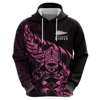 New Zealand Lawn Bowls Custom Zip Hoodie Pink Maori Warrior Tribal Silver Fern LT9 - Polynesian Pride