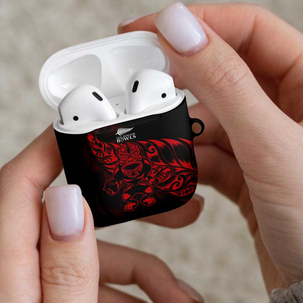 New Zealand Lawn Bowls AirPods Case Red Maori Warrior Tribal Silver Fern LT9 - Polynesian Pride