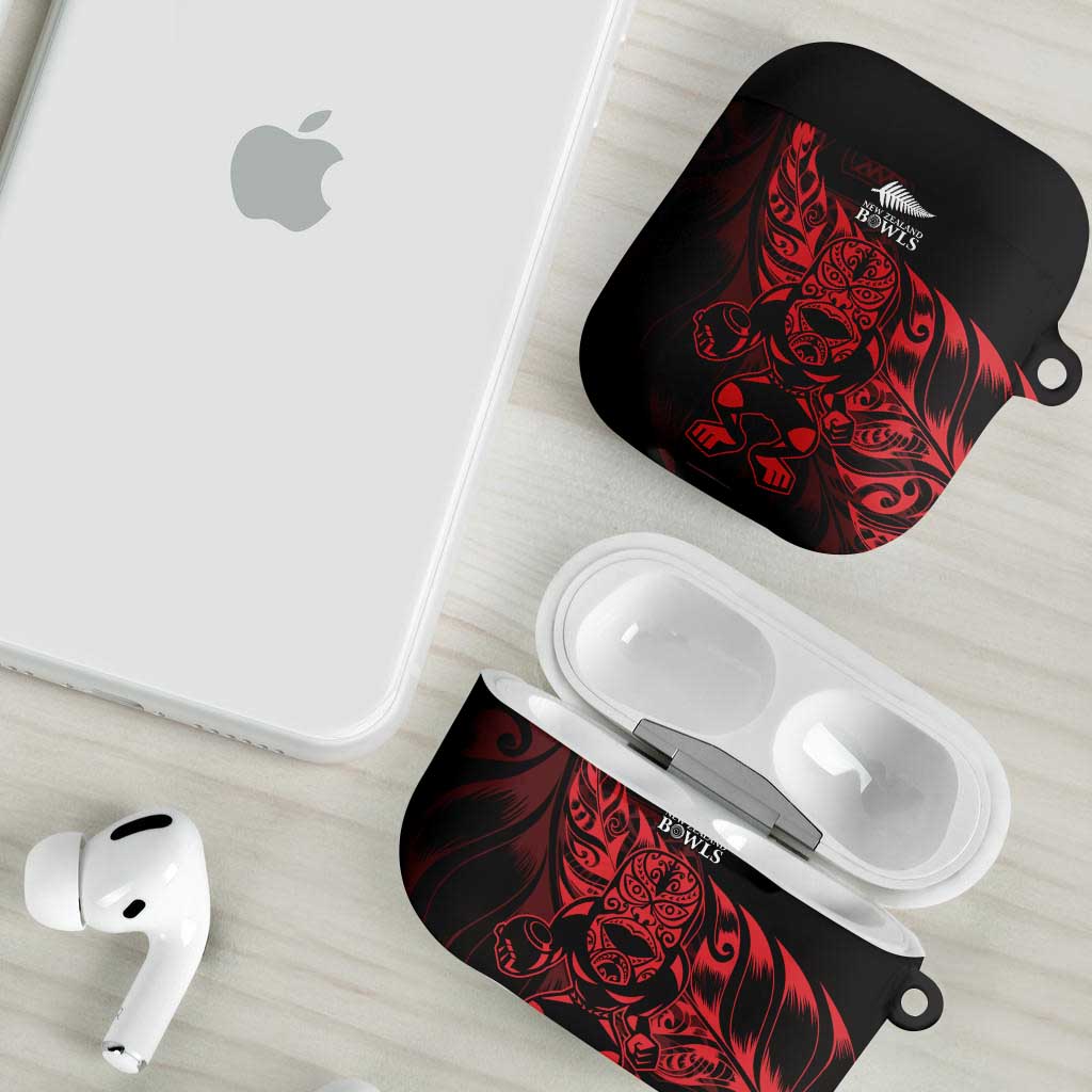 New Zealand Lawn Bowls AirPods Case Red Maori Warrior Tribal Silver Fern LT9 - Polynesian Pride