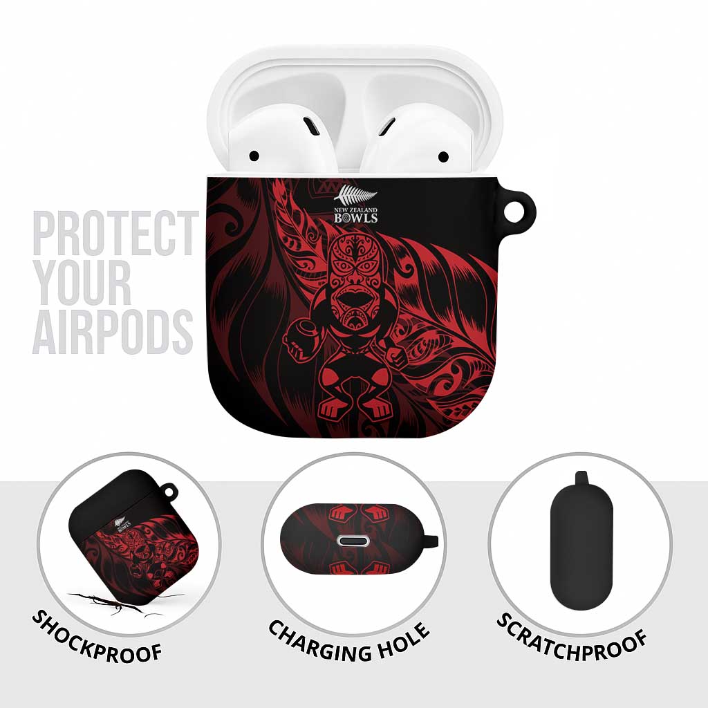 New Zealand Lawn Bowls AirPods Case Red Maori Warrior Tribal Silver Fern LT9 - Polynesian Pride
