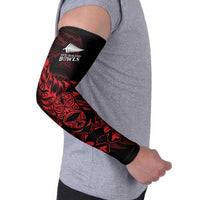 New Zealand Lawn Bowls Custom Arm Sleeves Red Maori Warrior Tribal Silver Fern LT9 - Polynesian Pride