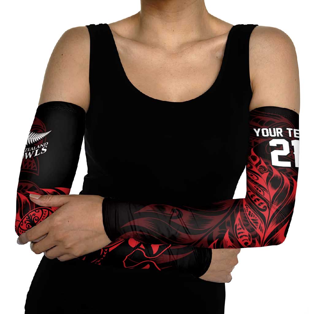 New Zealand Lawn Bowls Custom Arm Sleeves Red Maori Warrior Tribal Silver Fern LT9 - Polynesian Pride