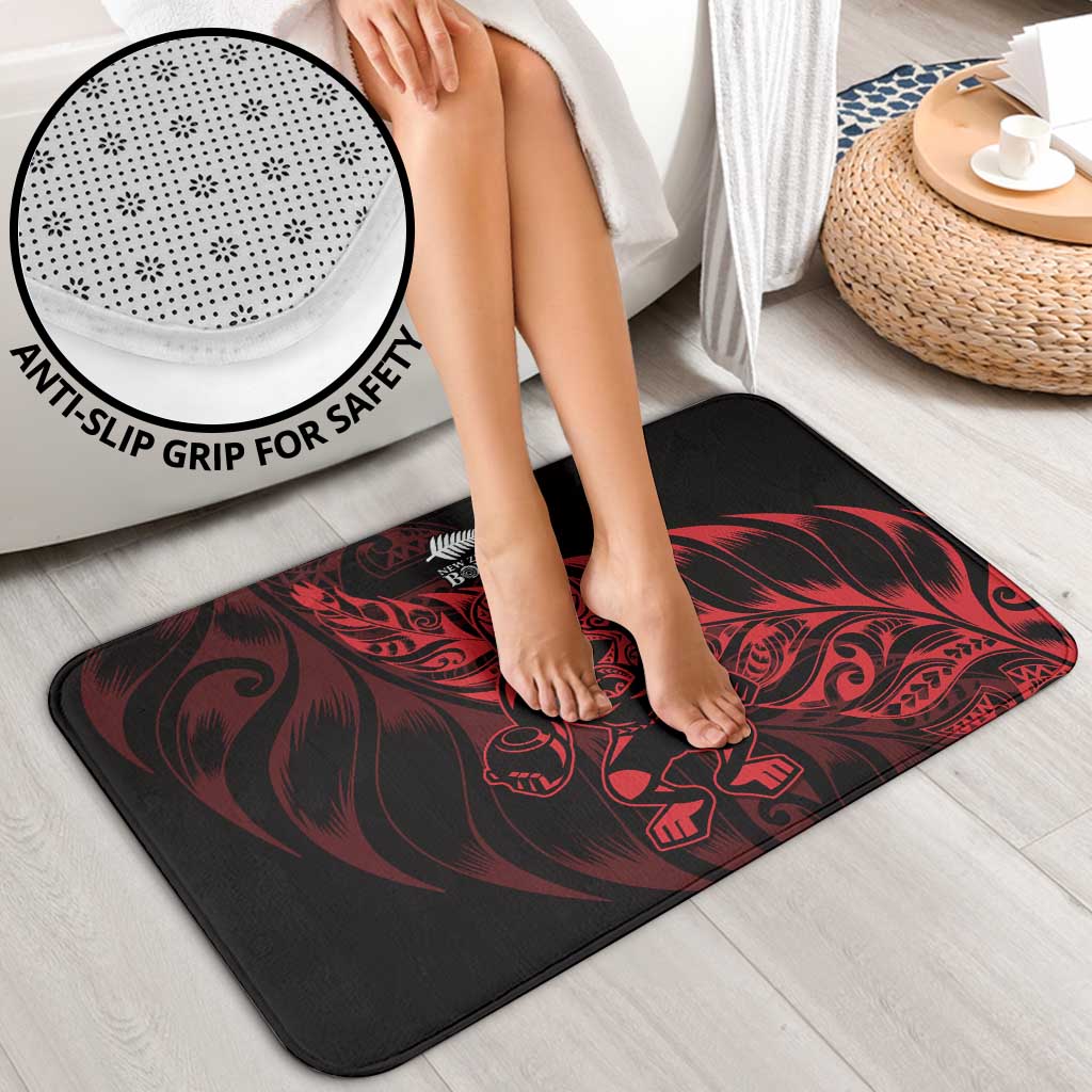 New Zealand Lawn Bowls Bathroom Set Red Maori Warrior Tribal Silver Fern - Polynesian Pride