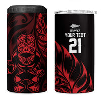 New Zealand Lawn Bowls Custom 4 in 1 Can Cooler Tumbler Red Maori Warrior Tribal Silver Fern LT9 One Size: 16 oz Red - Polynesian Pride