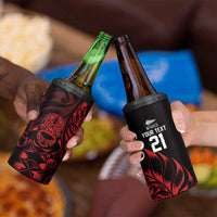New Zealand Lawn Bowls Custom 4 in 1 Can Cooler Tumbler Red Maori Warrior Tribal Silver Fern LT9 - Polynesian Pride