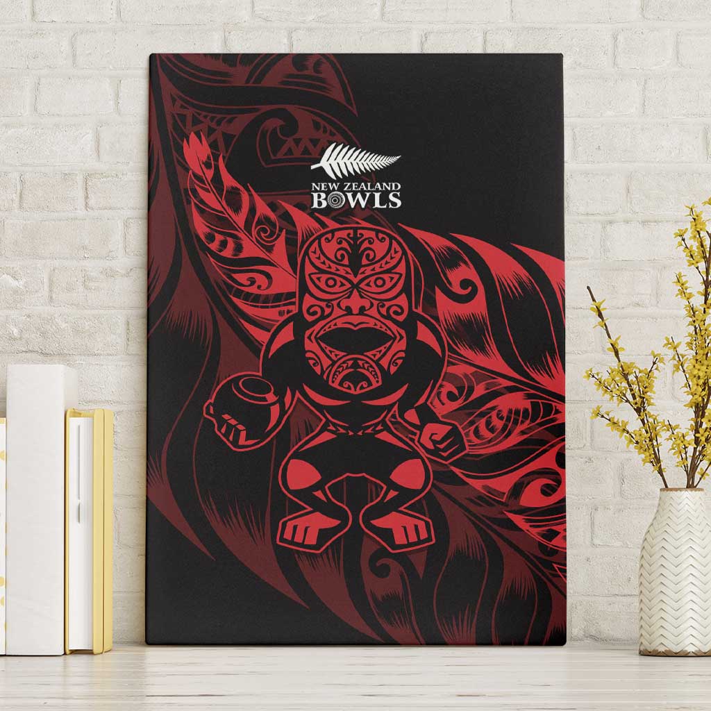 New Zealand Lawn Bowls Canvas Wall Art Red Maori Warrior Tribal Silver Fern LT9 Without Frame Red - Polynesian Pride