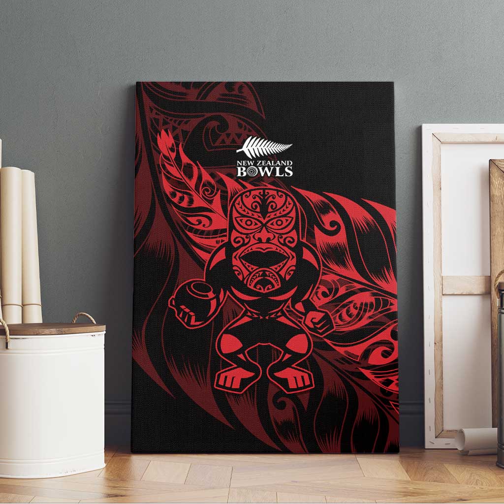 New Zealand Lawn Bowls Canvas Wall Art Red Maori Warrior Tribal Silver Fern LT9 - Polynesian Pride