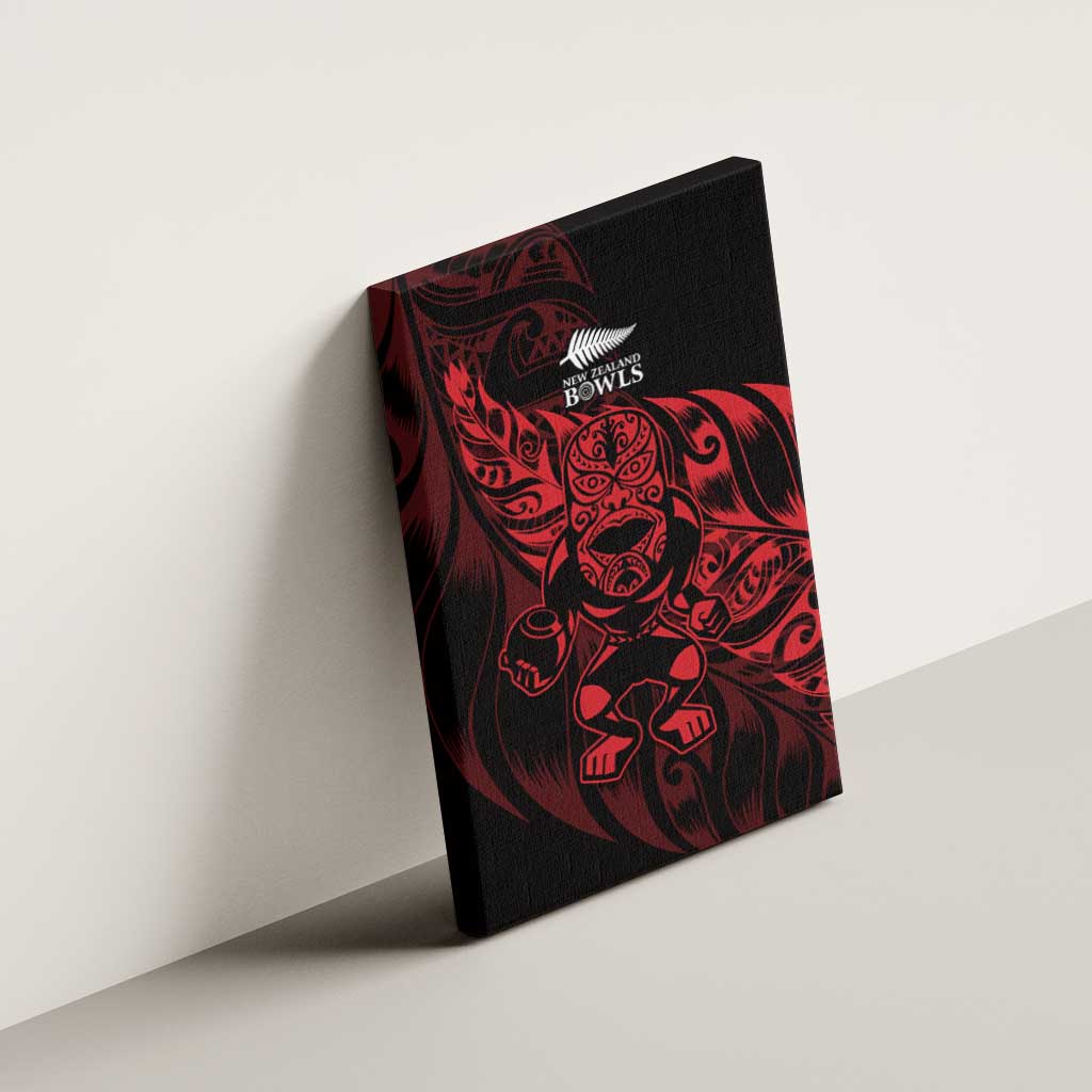 New Zealand Lawn Bowls Canvas Wall Art Red Maori Warrior Tribal Silver Fern LT9 - Polynesian Pride