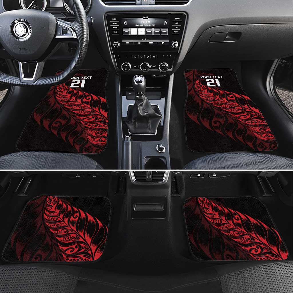 New Zealand Lawn Bowls Custom Car Mats Red Maori Warrior Tribal Silver Fern LT9 Set 4pcs Red - Polynesian Pride