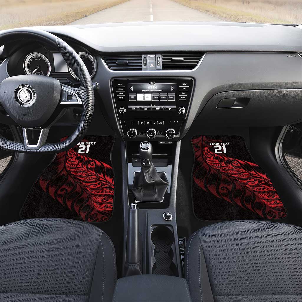 New Zealand Lawn Bowls Custom Car Mats Red Maori Warrior Tribal Silver Fern LT9 Set 2pcs - Front Red - Polynesian Pride