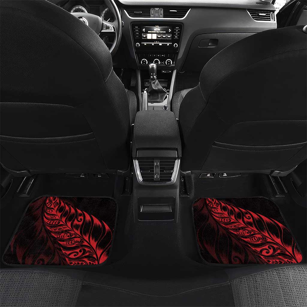 New Zealand Lawn Bowls Custom Car Mats Red Maori Warrior Tribal Silver Fern LT9 Set 2pcs - Back Red - Polynesian Pride