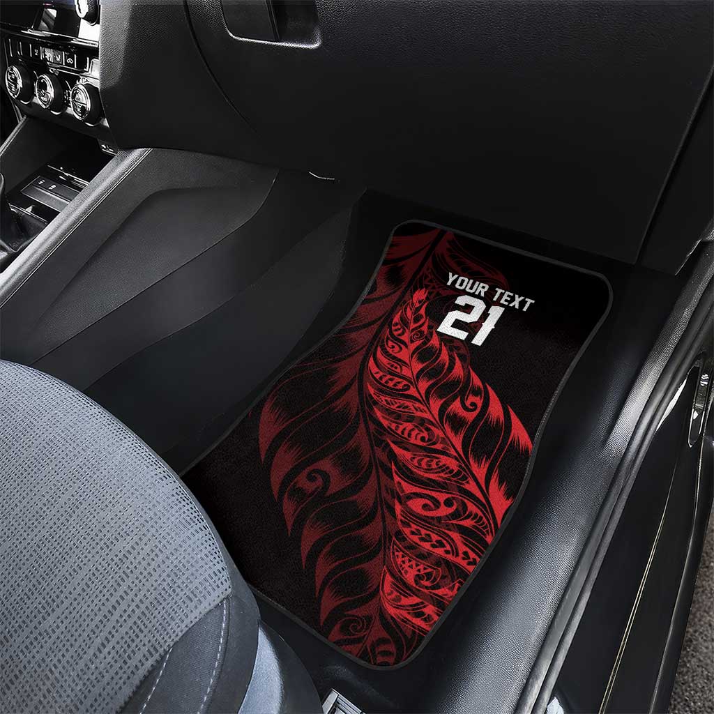 New Zealand Lawn Bowls Custom Car Mats Red Maori Warrior Tribal Silver Fern LT9 - Polynesian Pride