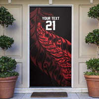 New Zealand Lawn Bowls Custom Door Cover Red Maori Warrior Tribal Silver Fern LT9 Red - Polynesian Pride