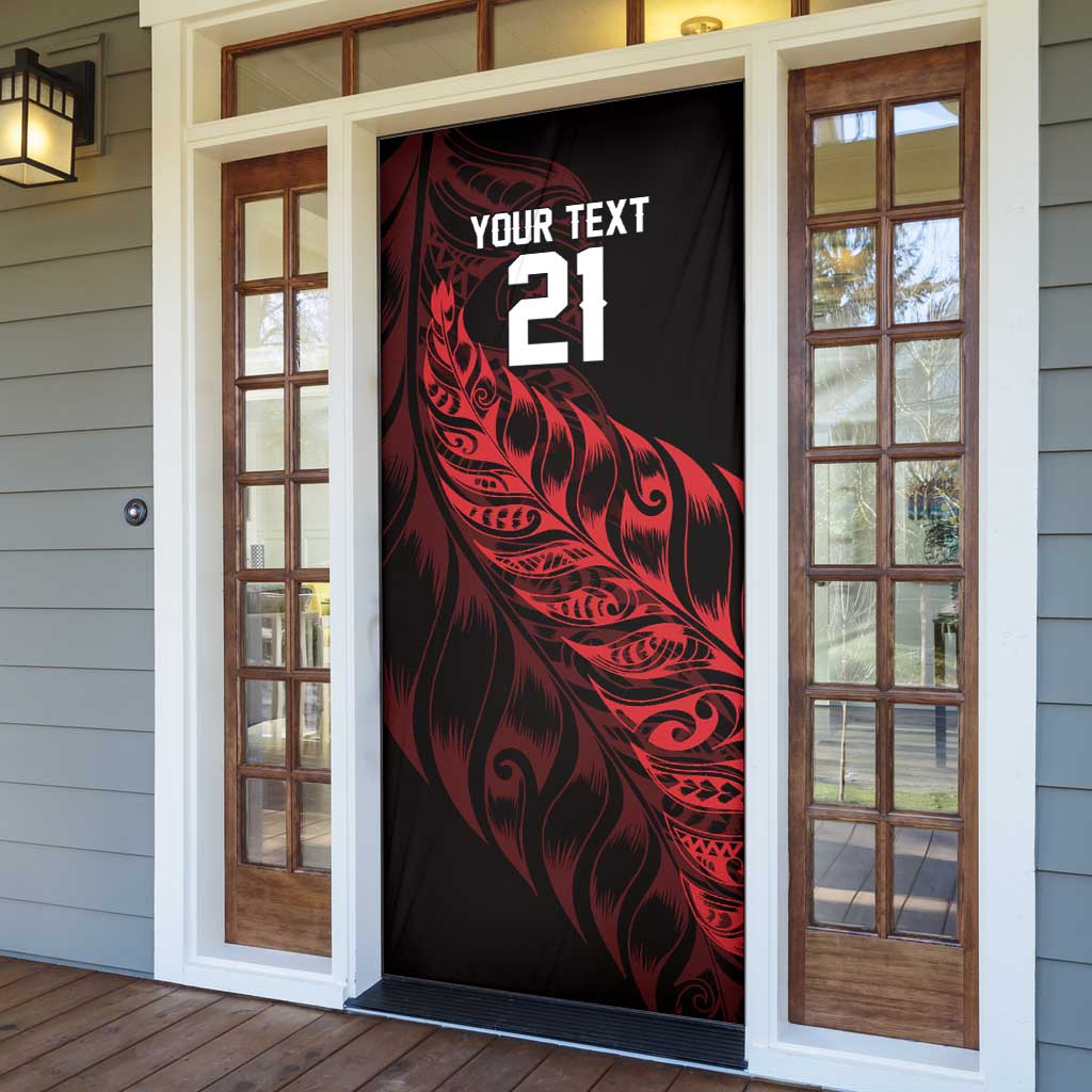 New Zealand Lawn Bowls Custom Door Cover Red Maori Warrior Tribal Silver Fern LT9 - Polynesian Pride