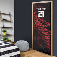 New Zealand Lawn Bowls Custom Door Cover Red Maori Warrior Tribal Silver Fern LT9 - Polynesian Pride