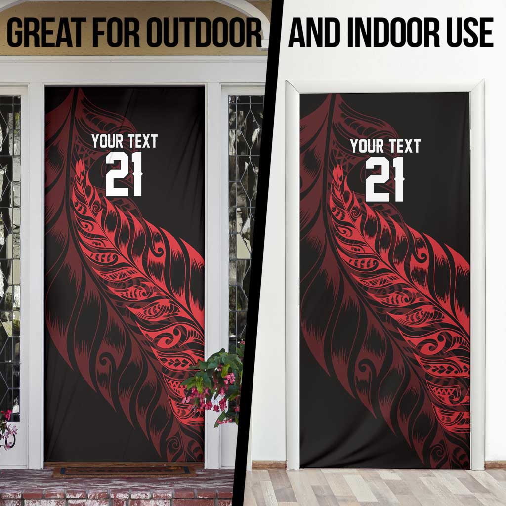 New Zealand Lawn Bowls Custom Door Cover Red Maori Warrior Tribal Silver Fern LT9 - Polynesian Pride