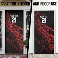 New Zealand Lawn Bowls Custom Door Cover Red Maori Warrior Tribal Silver Fern LT9 - Polynesian Pride