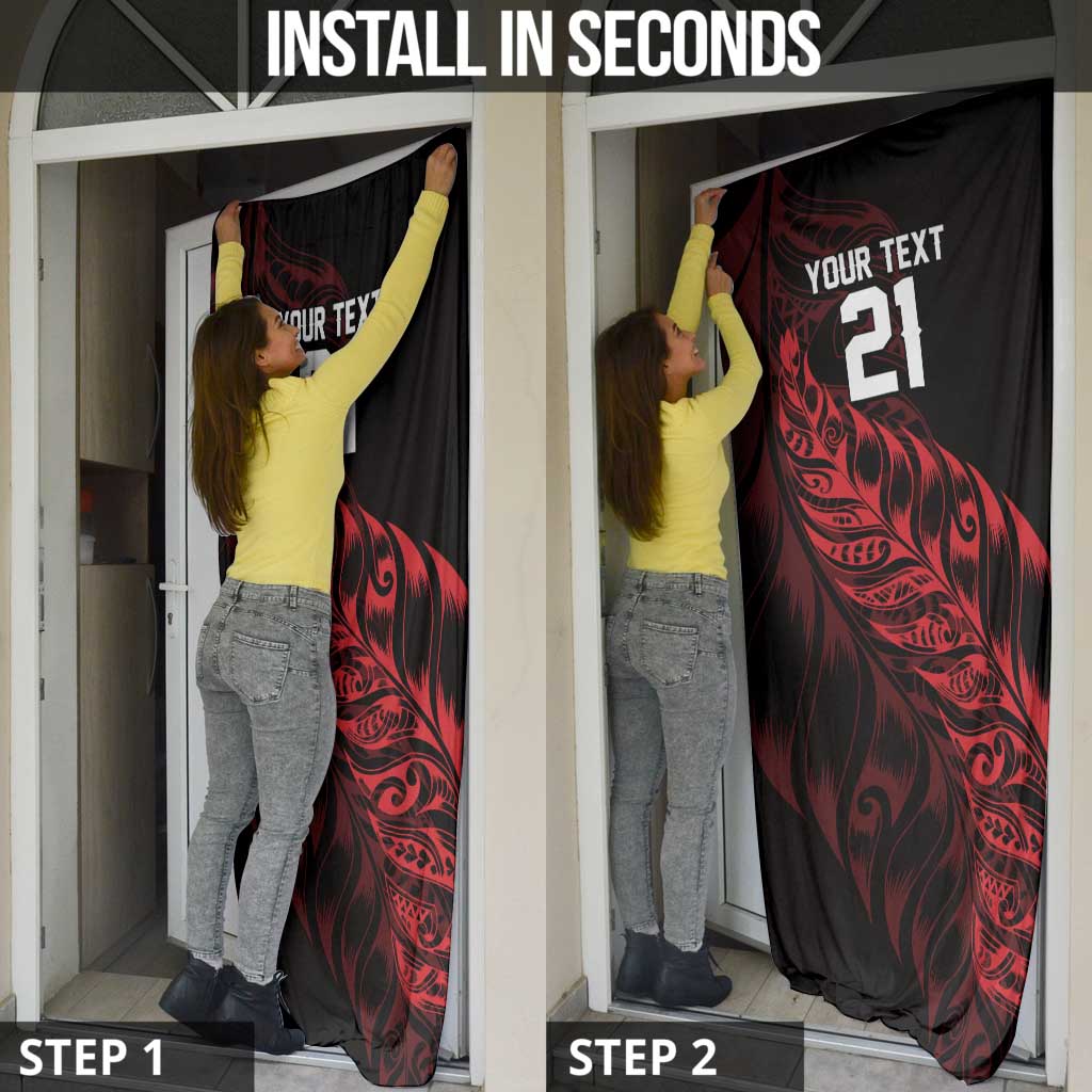 New Zealand Lawn Bowls Custom Door Cover Red Maori Warrior Tribal Silver Fern LT9 - Polynesian Pride