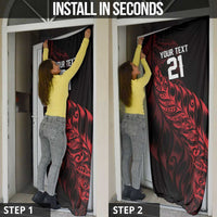 New Zealand Lawn Bowls Custom Door Cover Red Maori Warrior Tribal Silver Fern LT9 - Polynesian Pride