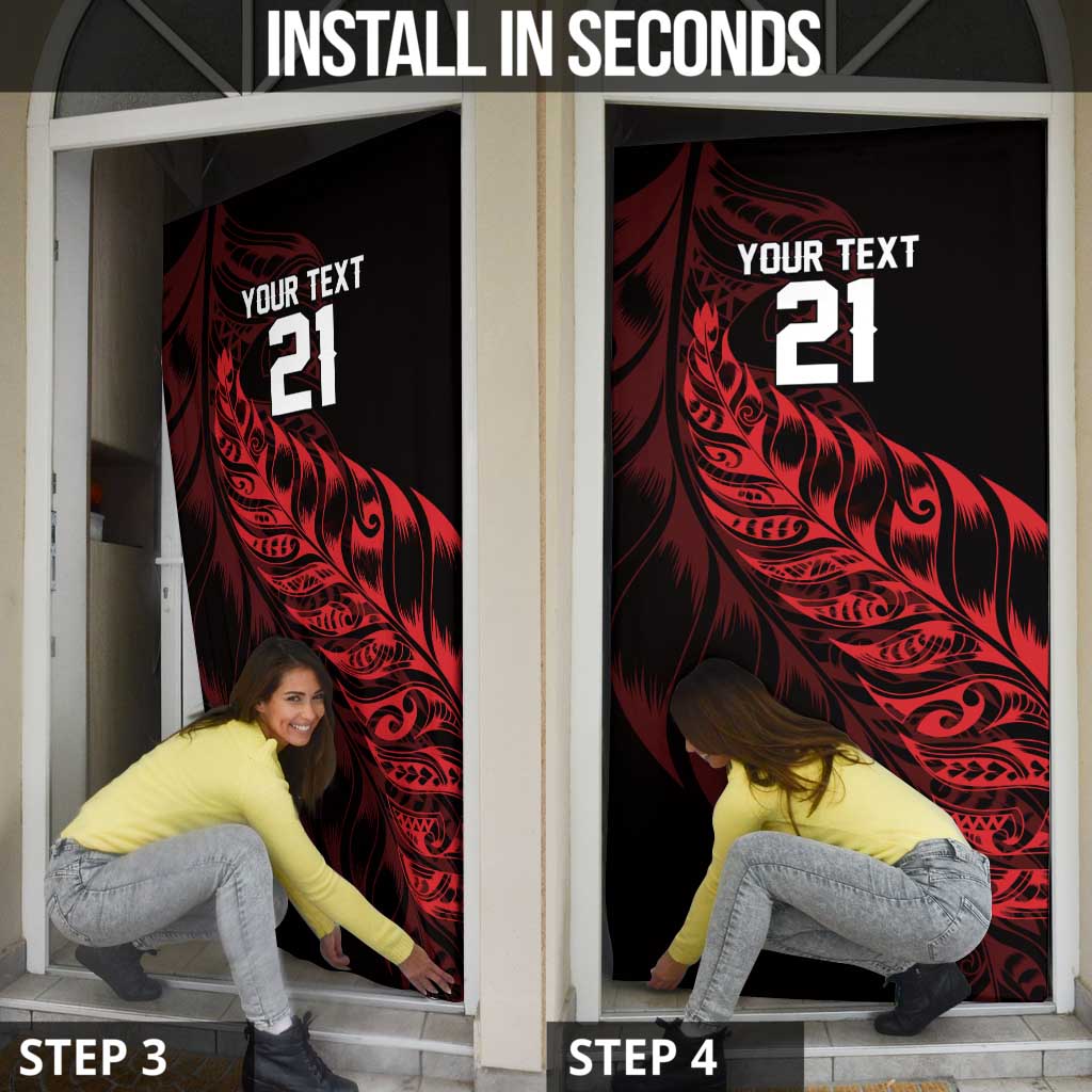 New Zealand Lawn Bowls Custom Door Cover Red Maori Warrior Tribal Silver Fern LT9 - Polynesian Pride