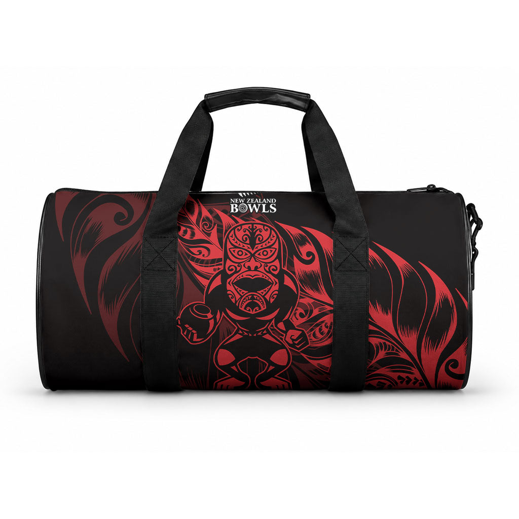 New Zealand Lawn Bowls Duffle Bag Red Maori Warrior Tribal Silver Fern LT9 One size Red - Polynesian Pride