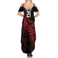 New Zealand Lawn Bowls Custom Family Matching Summer Maxi Dress and Hawaiian Shirt Red Maori Warrior Tribal Silver Fern LT9 - Polynesian Pride