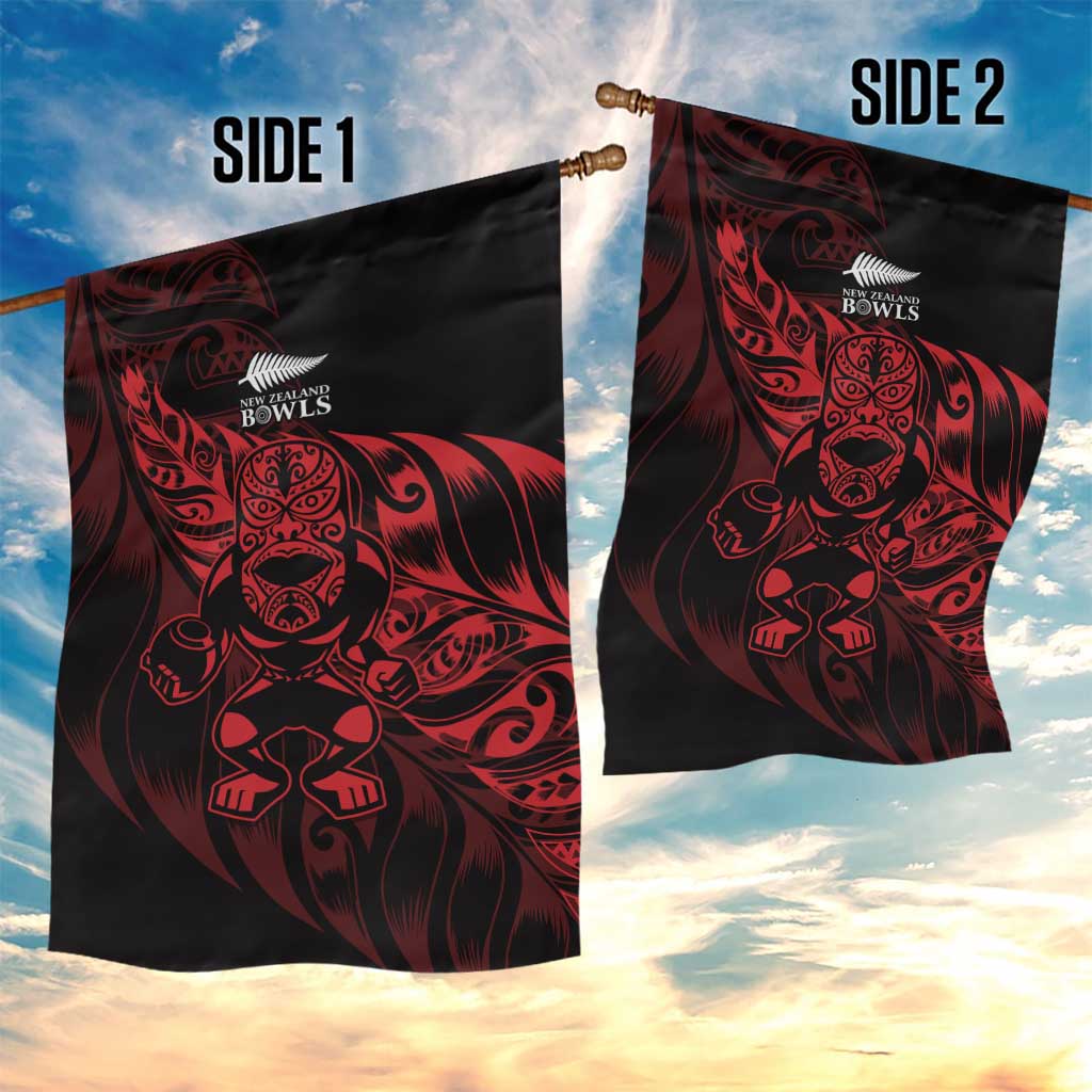 New Zealand Lawn Bowls Garden Flag Red Maori Warrior Tribal Silver Fern LT9 - Polynesian Pride