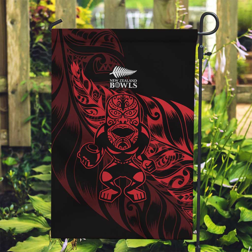 New Zealand Lawn Bowls Garden Flag Red Maori Warrior Tribal Silver Fern LT9 Garden Flag Red - Polynesian Pride