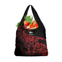 New Zealand Lawn Bowls Grocery Bag Red Maori Warrior Tribal Silver Fern LT9 1-pack One Size Red - Polynesian Pride