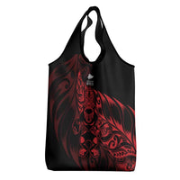 New Zealand Lawn Bowls Grocery Bag Red Maori Warrior Tribal Silver Fern LT9 - Polynesian Pride