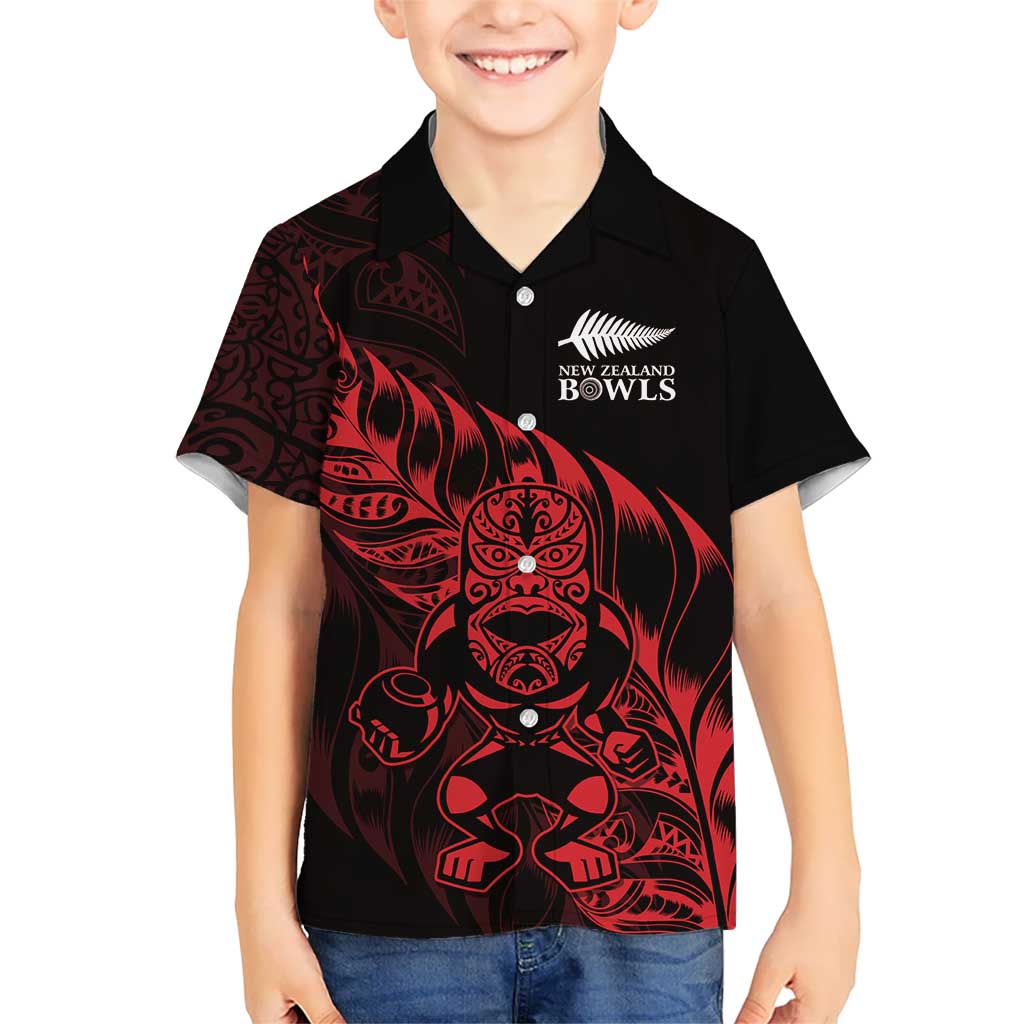 New Zealand Lawn Bowls Custom Hawaiian Shirt Red Maori Warrior Tribal Silver Fern LT9 - Polynesian Pride