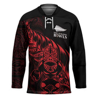 New Zealand Lawn Bowls Custom Hockey Jersey Red Maori Warrior Tribal Silver Fern LT9 Unisex Red - Polynesian Pride