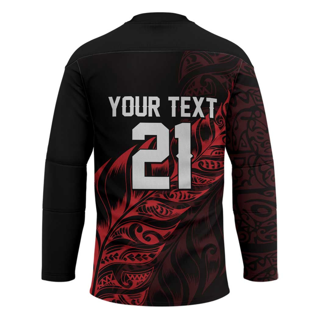 New Zealand Lawn Bowls Custom Hockey Jersey Red Maori Warrior Tribal Silver Fern LT9 - Polynesian Pride