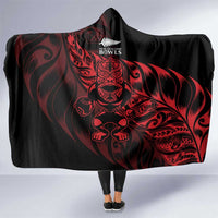 New Zealand Lawn Bowls Hooded Blanket Red Maori Warrior Tribal Silver Fern LT9 One Size Red - Polynesian Pride