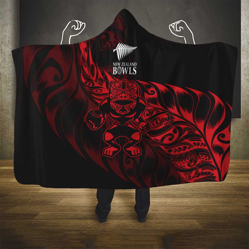 New Zealand Lawn Bowls Hooded Blanket Red Maori Warrior Tribal Silver Fern LT9 - Polynesian Pride