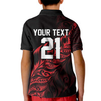 New Zealand Lawn Bowls Custom Kid Polo Shirt Red Maori Warrior Tribal Silver Fern LT9 - Polynesian Pride
