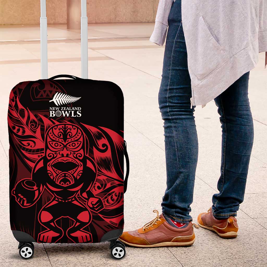 New Zealand Lawn Bowls Luggage Cover Red Maori Warrior Tribal Silver Fern - Polynesian Pride