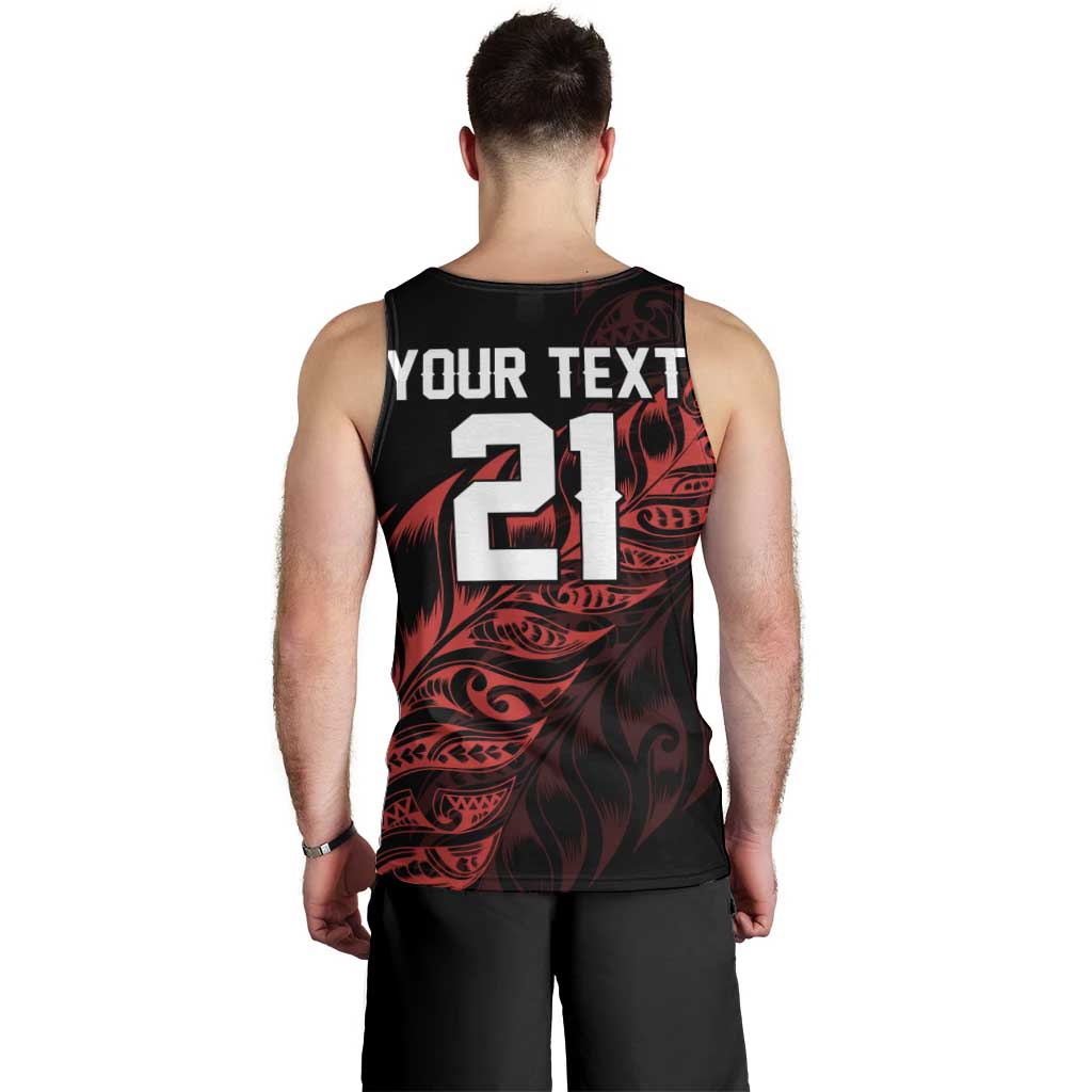 New Zealand Lawn Bowls Custom Men Tank Top Red Maori Warrior Tribal Silver Fern LT9 - Polynesian Pride