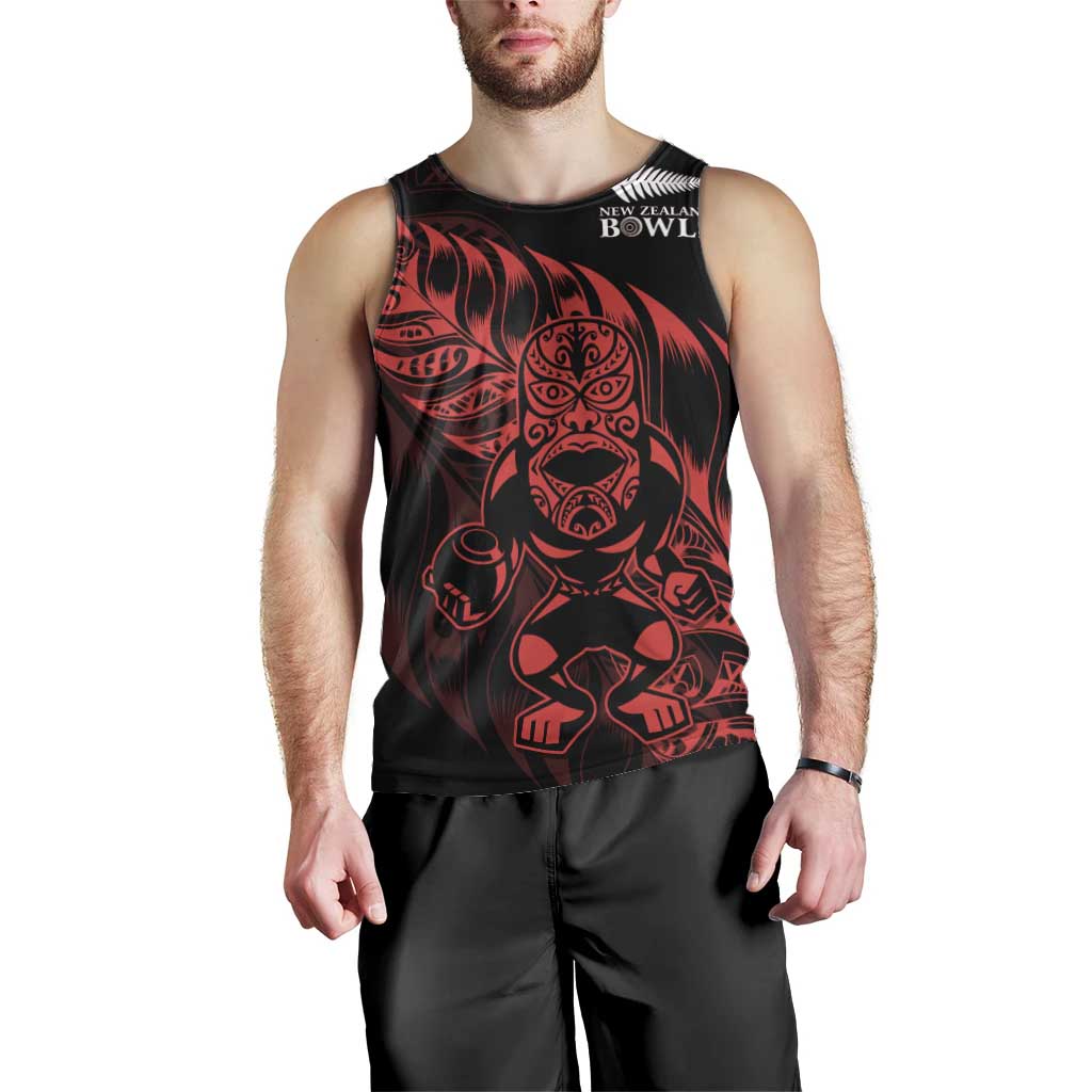 New Zealand Lawn Bowls Custom Men Tank Top Red Maori Warrior Tribal Silver Fern LT9 - Polynesian Pride