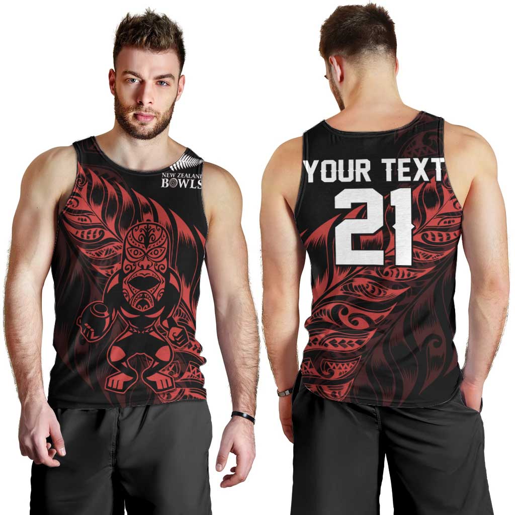 New Zealand Lawn Bowls Custom Men Tank Top Red Maori Warrior Tribal Silver Fern LT9 - Polynesian Pride