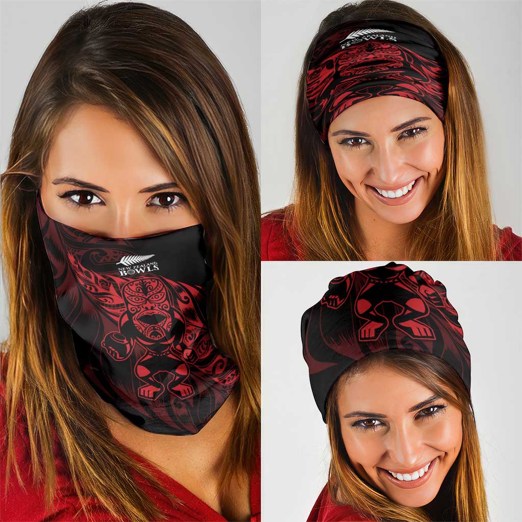 New Zealand Lawn Bowls Neck Gaiter Red Maori Warrior Tribal Silver Fern LT9 - Polynesian Pride
