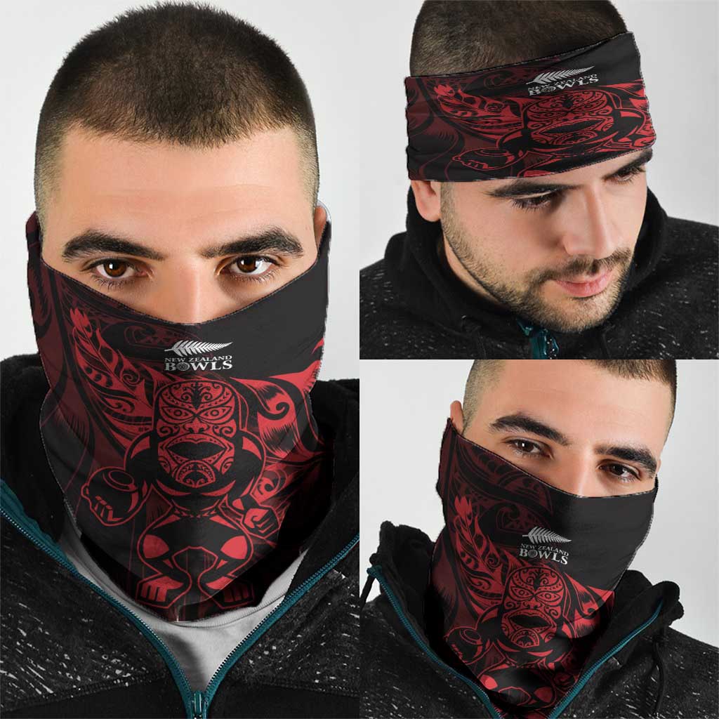 New Zealand Lawn Bowls Neck Gaiter Red Maori Warrior Tribal Silver Fern LT9 - Polynesian Pride