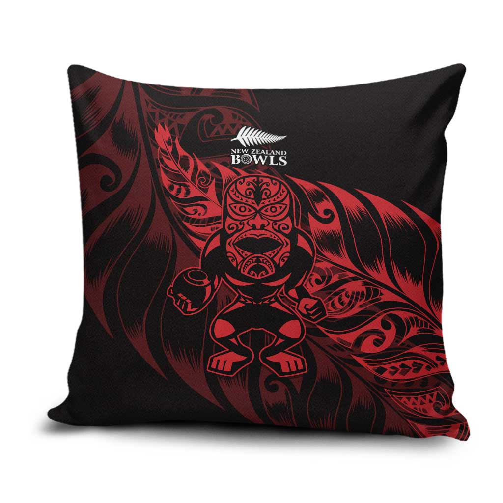 New Zealand Lawn Bowls Pillow Cover Red Maori Warrior Tribal Silver Fern LT9 Red - Polynesian Pride