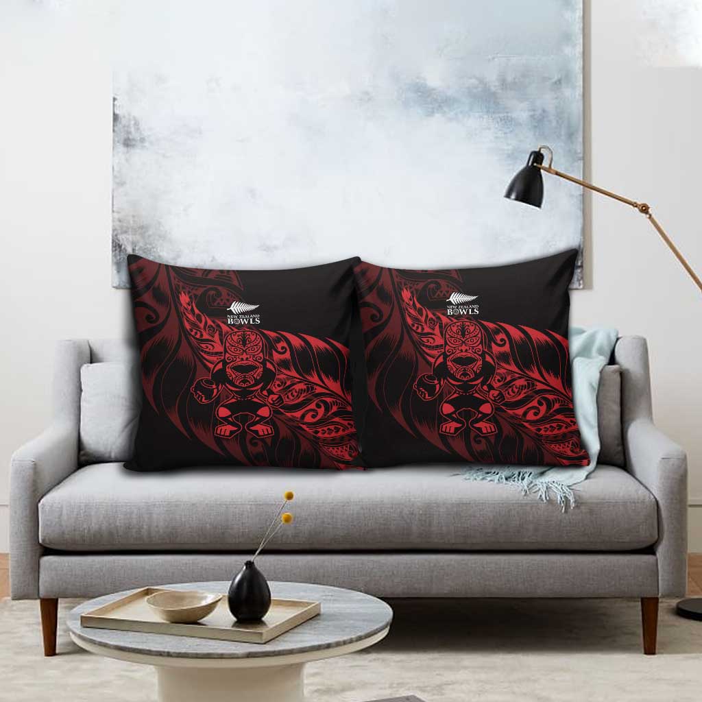 New Zealand Lawn Bowls Pillow Cover Red Maori Warrior Tribal Silver Fern LT9 - Polynesian Pride