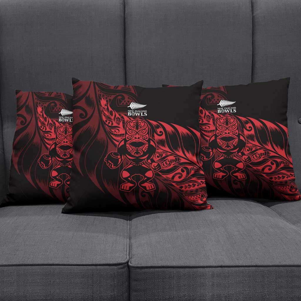 New Zealand Lawn Bowls Pillow Cover Red Maori Warrior Tribal Silver Fern LT9 - Polynesian Pride