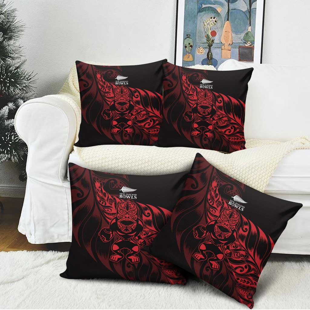 New Zealand Lawn Bowls Pillow Cover Red Maori Warrior Tribal Silver Fern LT9 - Polynesian Pride